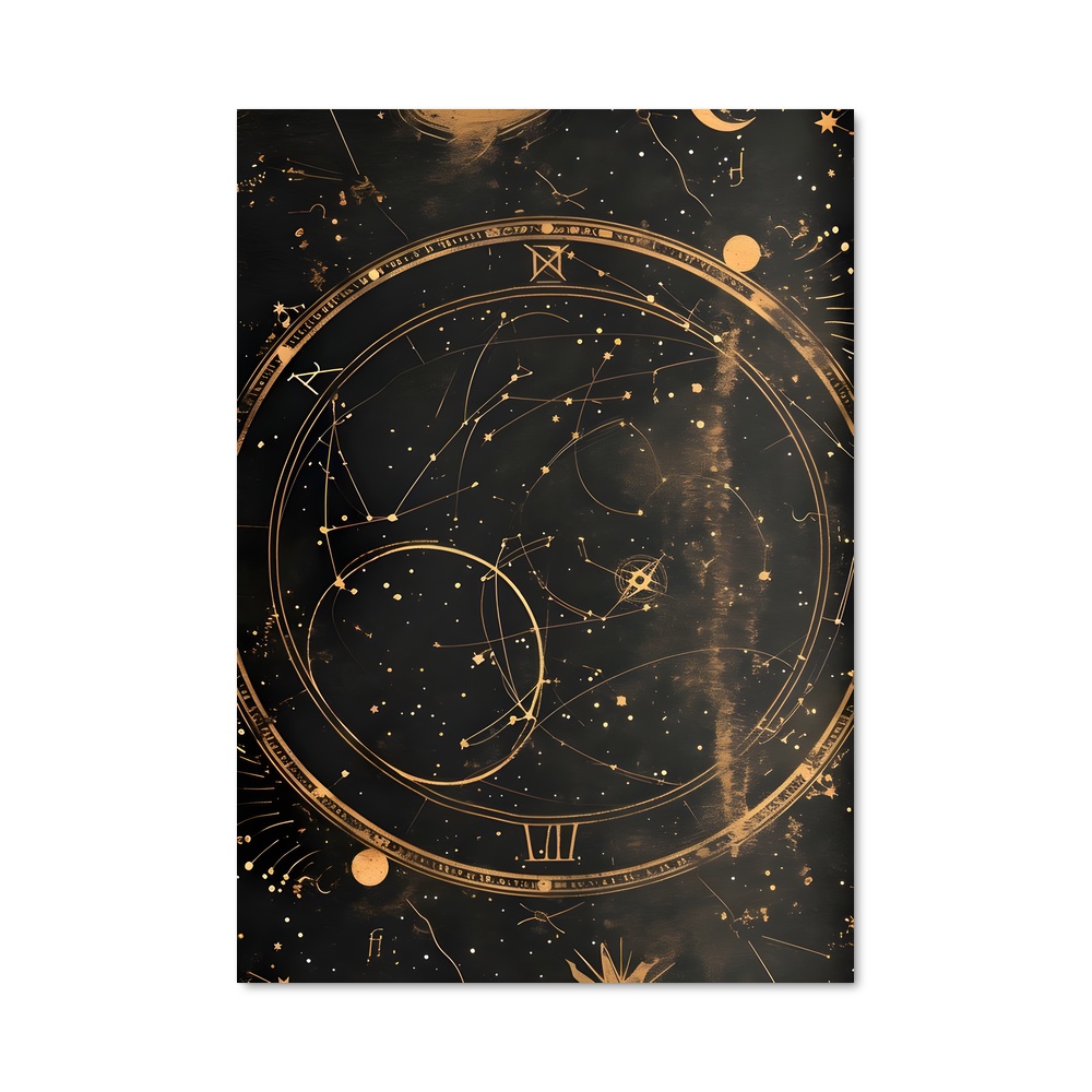 Poster Cosmos Doré – affiche Espace rétro